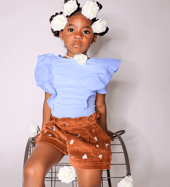 ELEGANT GIRLS BODYSUIT WITH RUFFLE SLEEVES - Little Betty