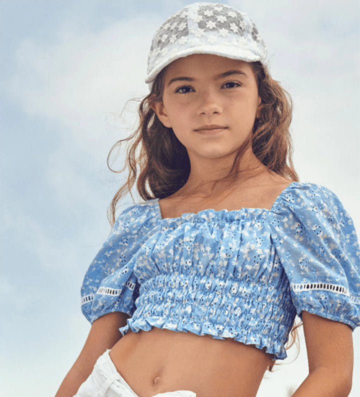 FLOWER DREAM SANGALLO CROP TOP FOR GIRLS - Little Betty