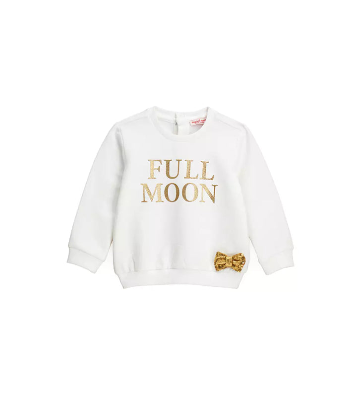 FULL MOON BABY GIRL SWEATSHIRT WITH GLITTER - Little Betty