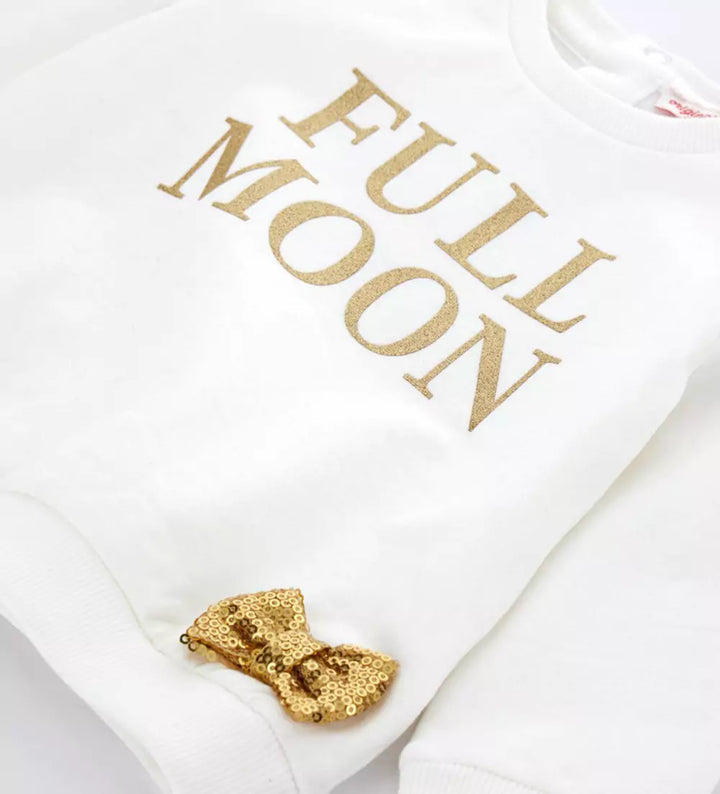 FULL MOON BABY GIRL SWEATSHIRT WITH GLITTER - Little Betty