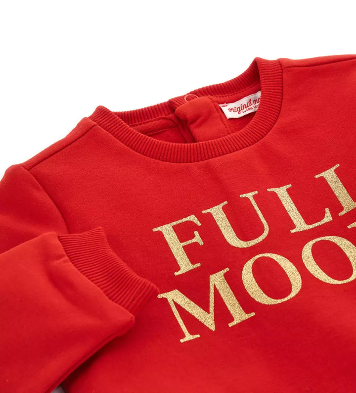 FULL MOON BABY GIRL SWEATSHIRT WITH GLITTER - Little Betty