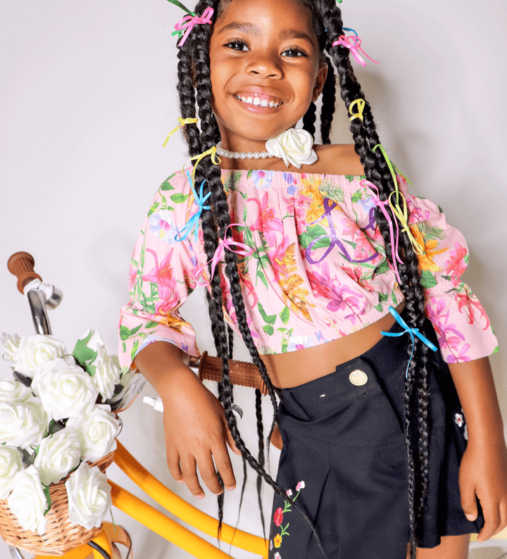 GLAM FIT 3/4 SLEEVE CROP TOP FOR GIRLS - Little Betty
