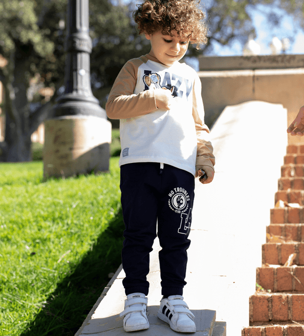 LA CONTRAST 100% COTTON FLEECE TODDLER SWEATPANTS FOR BOYS - Little Betty