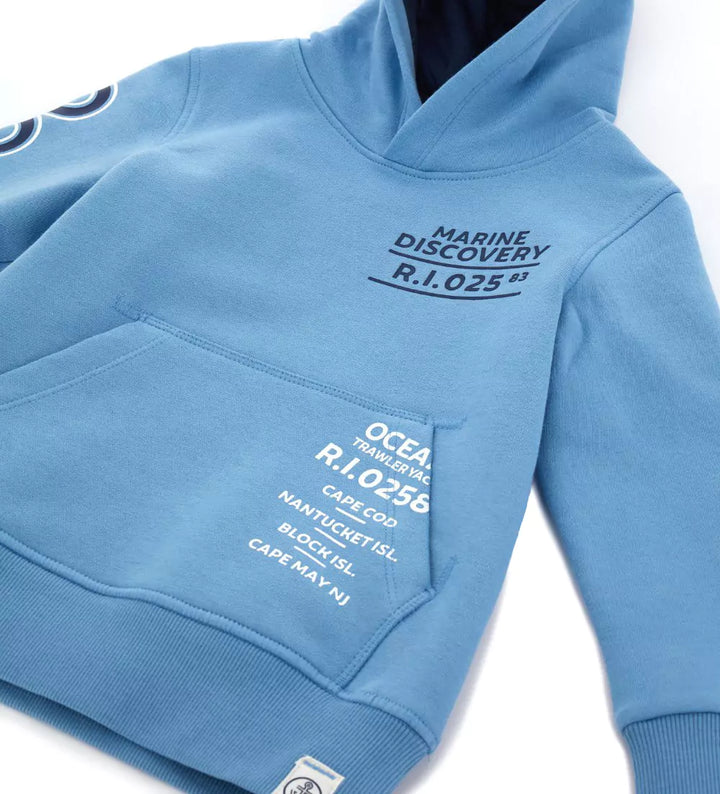 OCEAN 1 CONTRAST LINED KANGAROO BOYS ZIP UP HOODIE - Little Betty