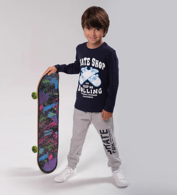 SKATE PARK 100% COTTON JOGGER PANTS FOR BOYS - Little Betty