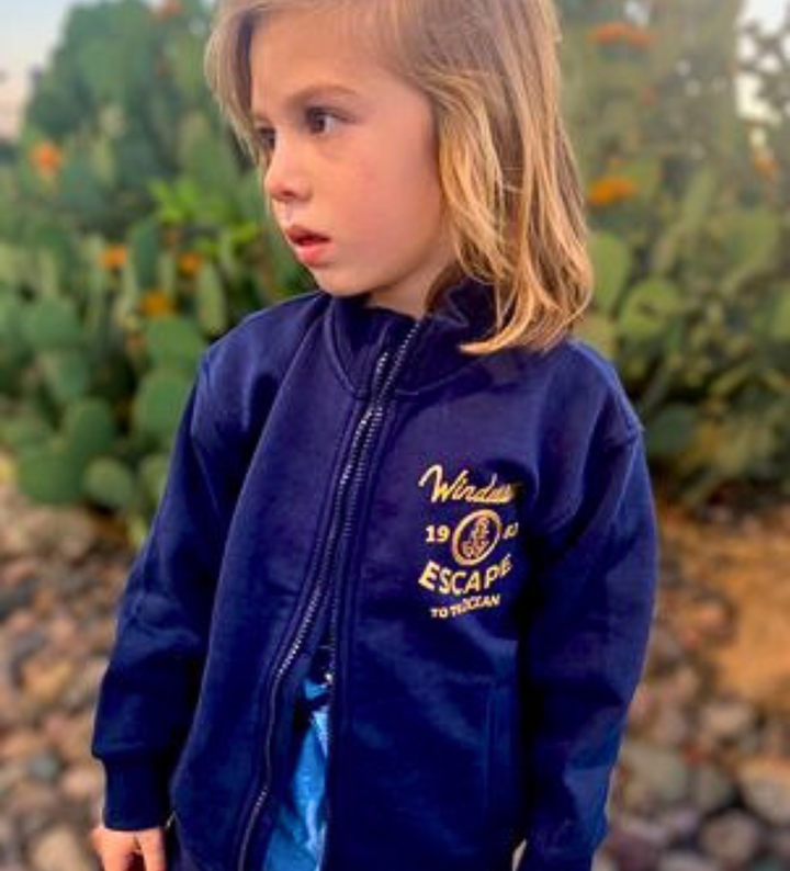 SWEATSHIRT WITH COLLAR - BROWN / DARK BLUE JACKET BOY  - Little Betty