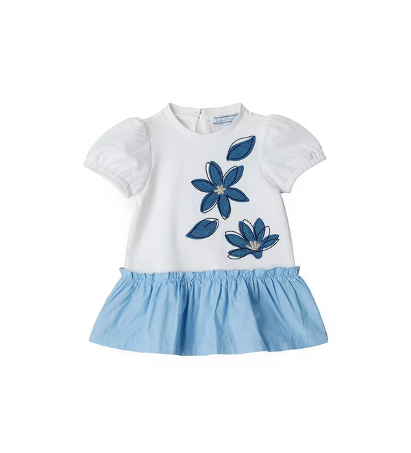 BLUE FLOWER FUN RUFFLE SKIRT DRESS FOR BABY GIRL - Little Betty