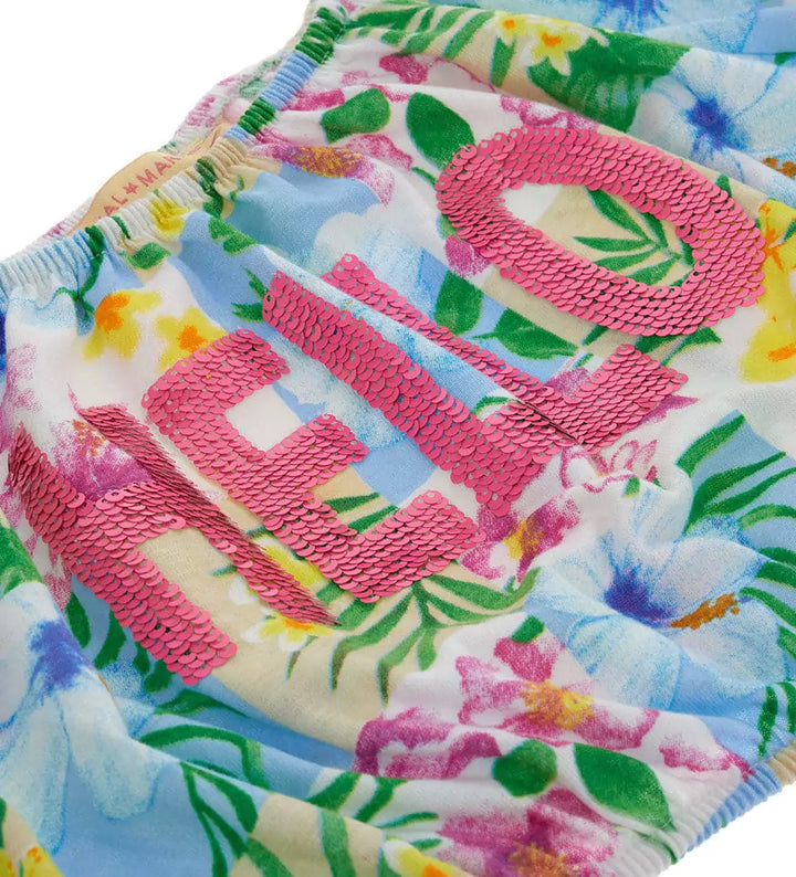 FLORAL PRINT HELLO SEQUIN GIRL TANK TOP - Little Betty