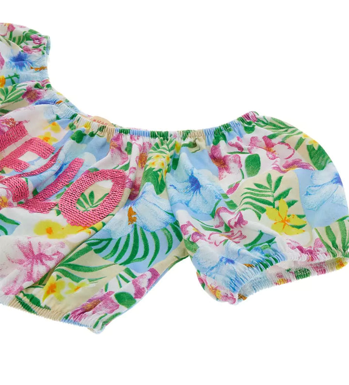 FLORAL PRINT HELLO SEQUIN GIRL TANK TOP - Little Betty