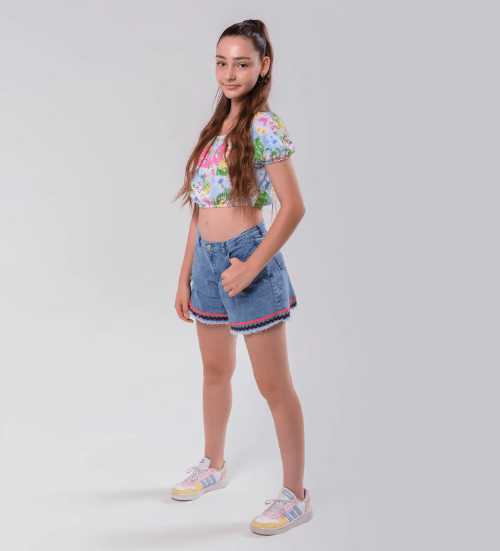 FLORAL PRINT HELLO SEQUIN GIRL TANK TOP - Little Betty