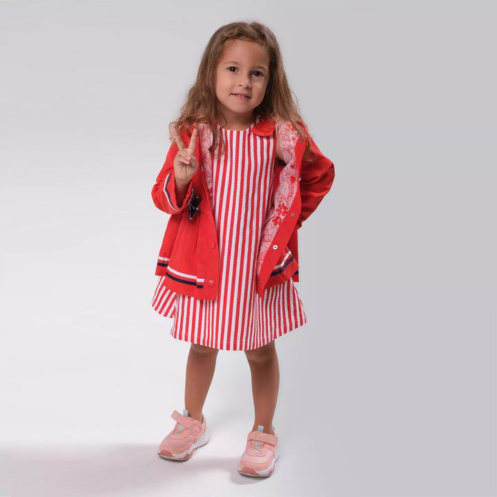 RED FLOWER FUN BOW TODDLER GIRL RAINCOAT - Little Betty