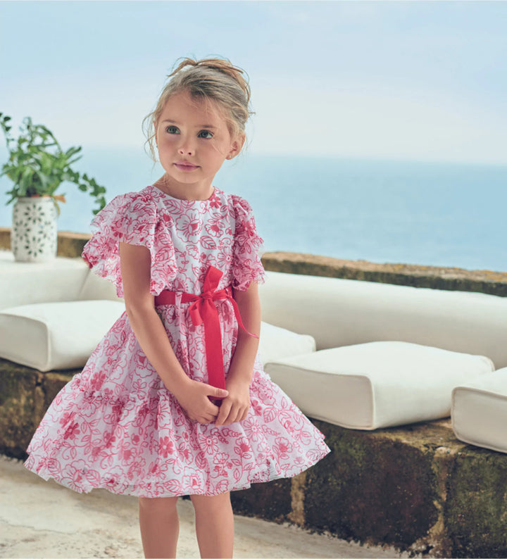 RED FLOWER FUN RUFFLE TODDLER GIRL TULLE DRESS - Little Betty