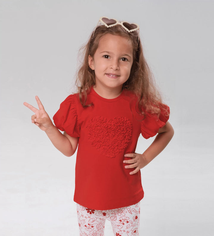 RED HEART BALLOON-SLEEVE TEE - Little Betty