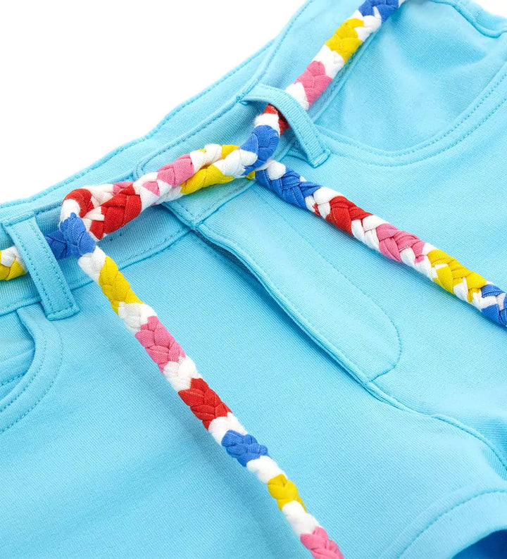 TASSEL BELT BLUE BEACH SHORTS - Little Betty