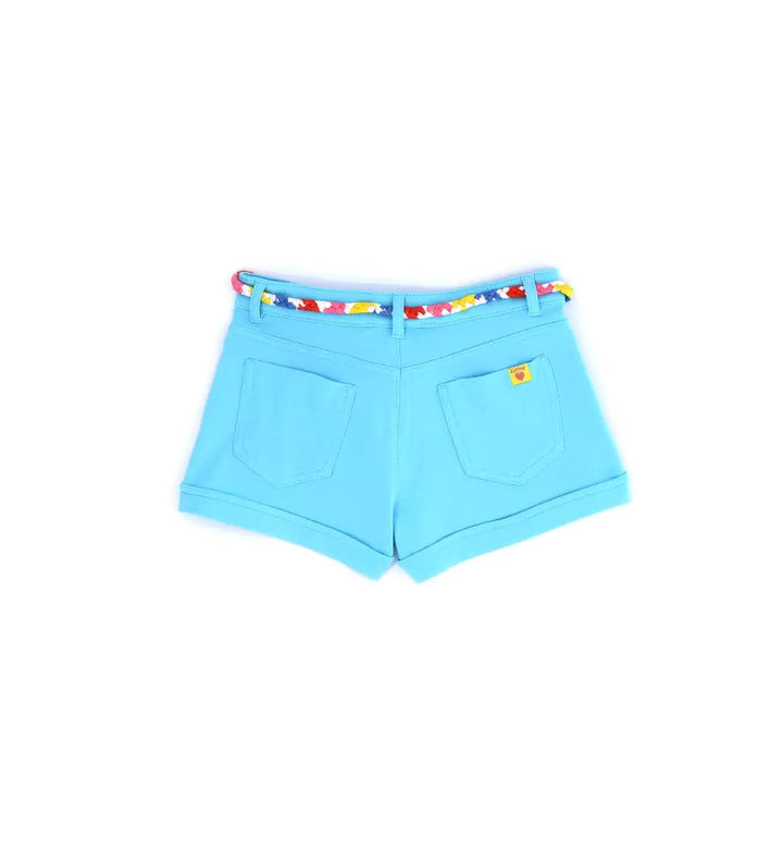 TASSEL BELT BLUE BEACH SHORTS - Little Betty