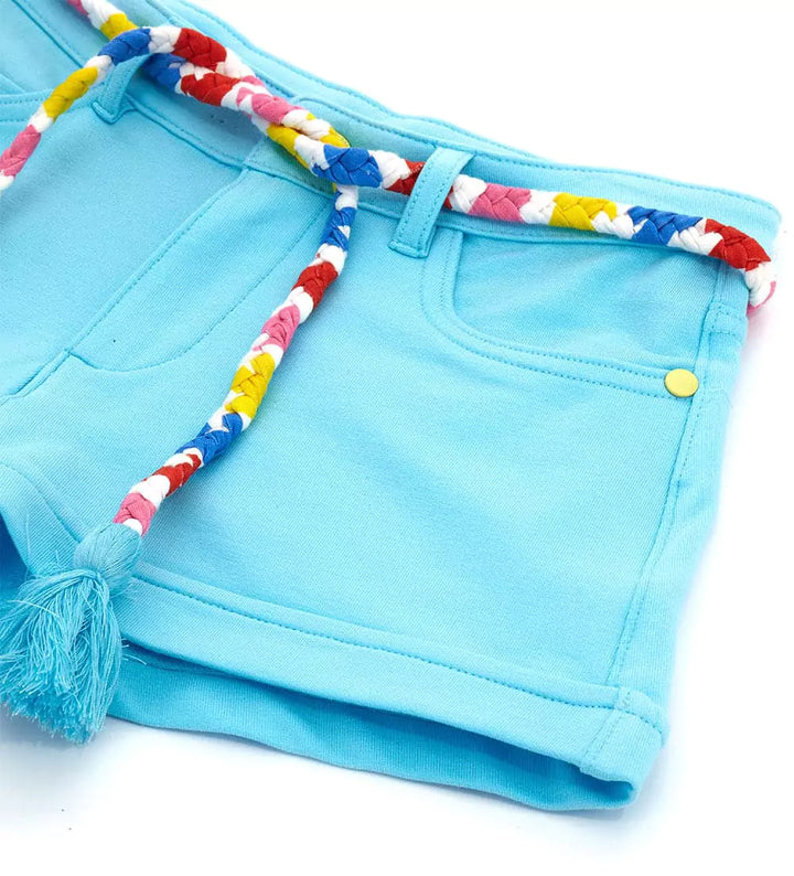 TASSEL BELT BLUE BEACH SHORTS - Little Betty