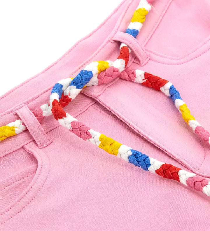 TASSEL BELT PINK BEACH SHORTS - Little Betty