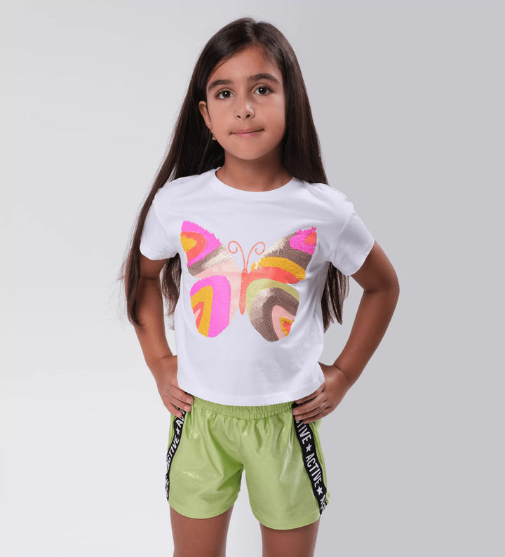 WHITE SEQUIN BUTTERFLY CROP TOP FOR GIRLS - Little Betty