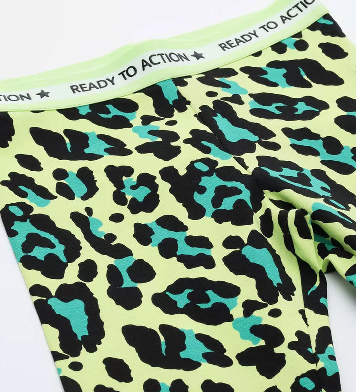 WILD & COMFY LEOPARD GIRLS GREEN LEGGINGS - Little Betty