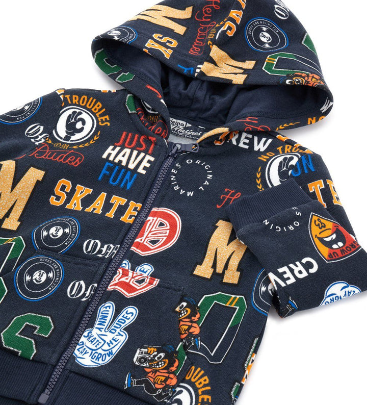 ALLOVER PRINT 100% COTTON TODDLER BOY ZIP UP HOODIE - Little Betty