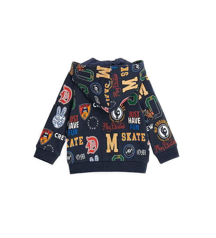 ALLOVER PRINT 100% COTTON TODDLER BOY ZIP UP HOODIE - Little Betty