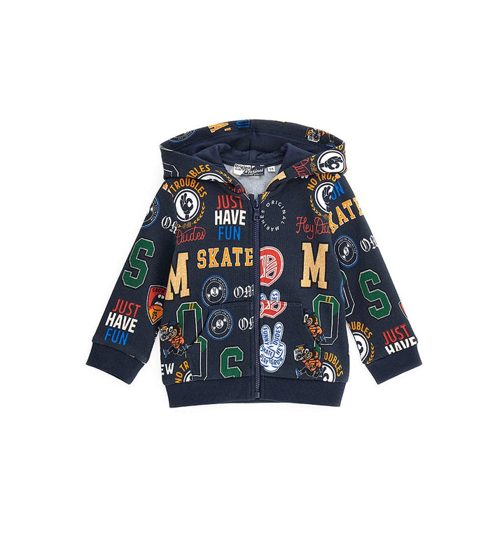 ALLOVER PRINT 100% COTTON TODDLER BOY ZIP UP HOODIE - Little Betty