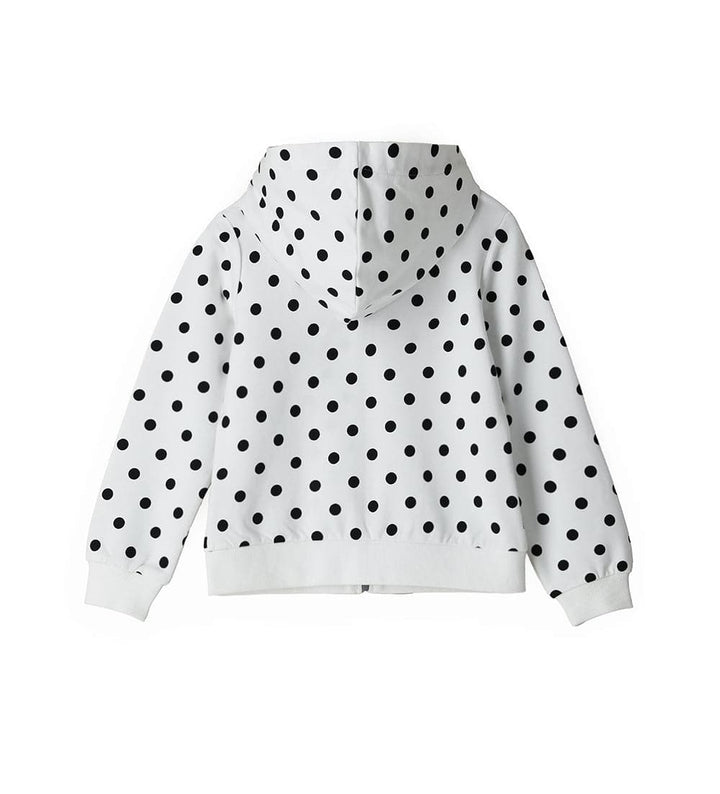 A GIRL HOODIE COTTON POLKA DOT TULLE-LINED