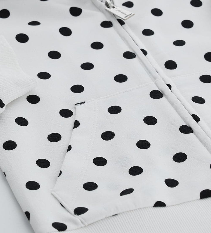 A GIRL HOODIE COTTON POLKA DOT TULLE-LINED