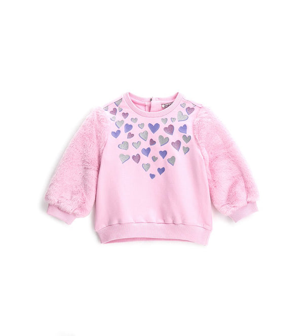 BABY GIRL SWEATSHIRT WITH FAUX FUR - Little Betty