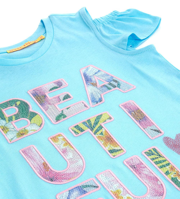 BEAUTIFUL LIGHT BLUE GIRL SEQUIN GIRL TANK TOP - Little Betty