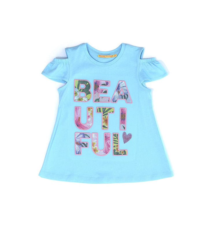 BEAUTIFUL LIGHT BLUE GIRL SEQUIN GIRL TANK TOP - Little Betty