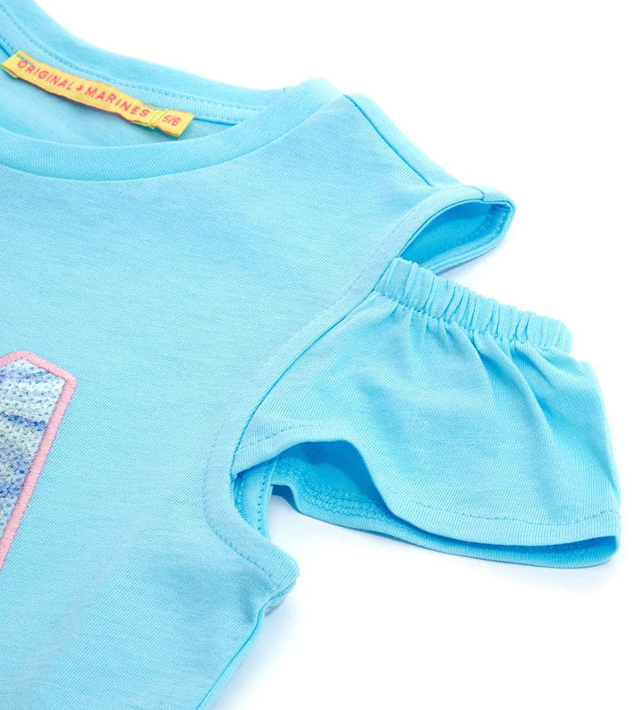 BEAUTIFUL LIGHT BLUE GIRL SEQUIN GIRL TANK TOP - Little Betty
