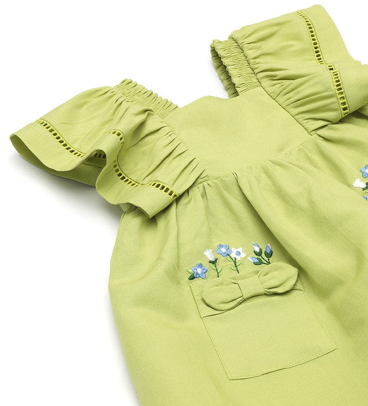 BLOOMS AND BOWS LINEN DRESS FOR BABY GIRL - Little Betty