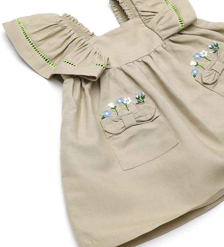 BLOOMS AND BOWS LINEN DRESS FOR BABY GIRL - Little Betty