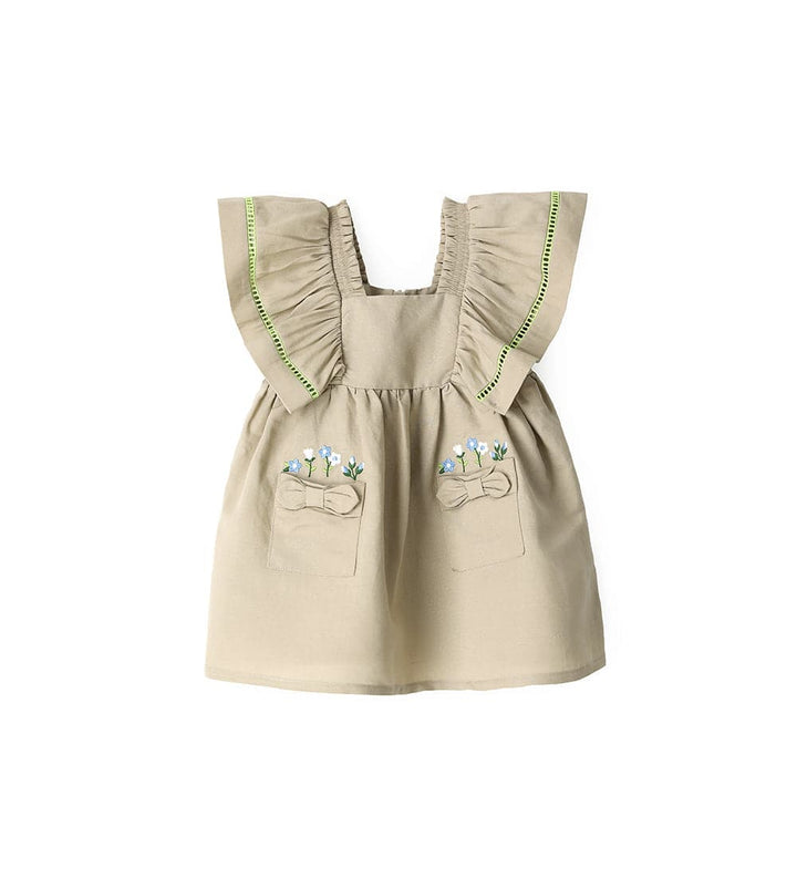 BLOOMS AND BOWS LINEN DRESS FOR BABY GIRL - Little Betty