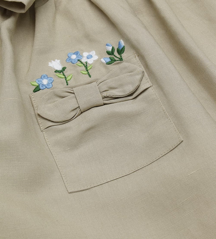 BLOOMS AND BOWS LINEN DRESS FOR BABY GIRL - Little Betty