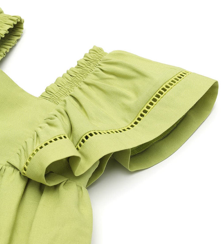 BLOOMS AND BOWS LINEN DRESS FOR BABY GIRL - Little Betty