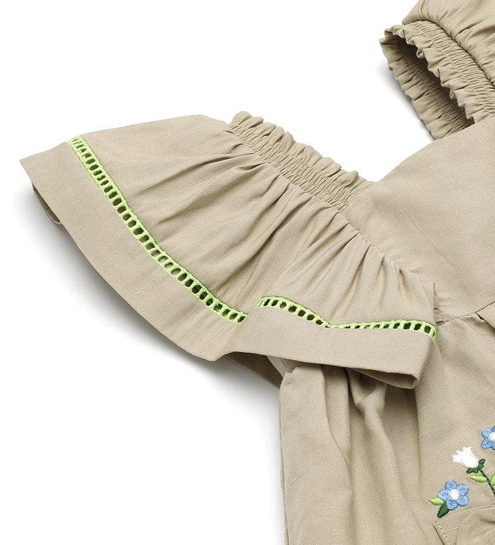 BLOOMS AND BOWS LINEN DRESS FOR BABY GIRL - Little Betty