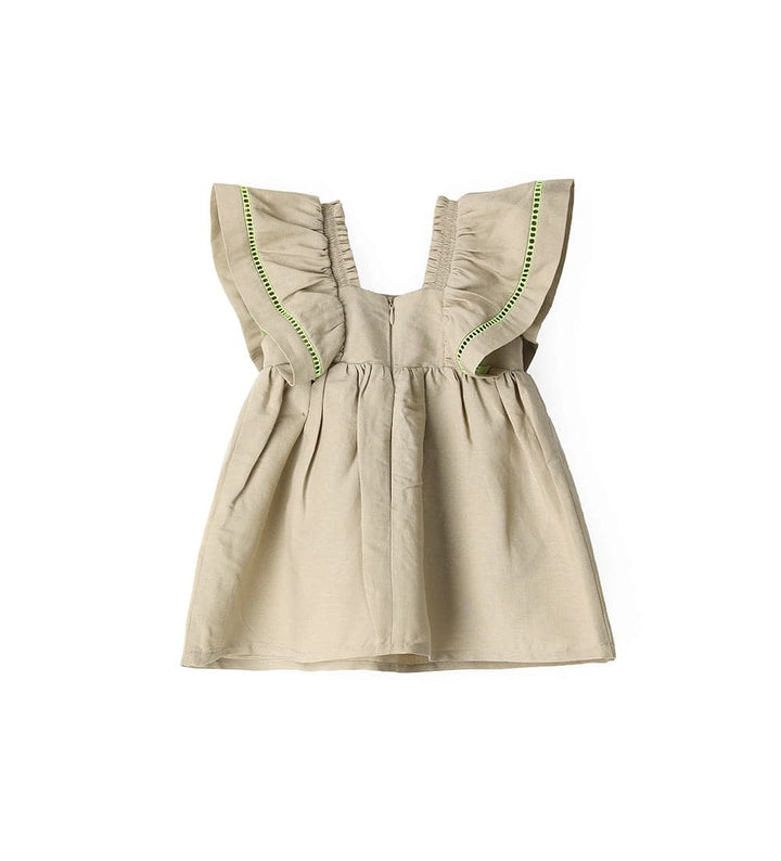 BLOOMS AND BOWS LINEN DRESS FOR BABY GIRL - Little Betty