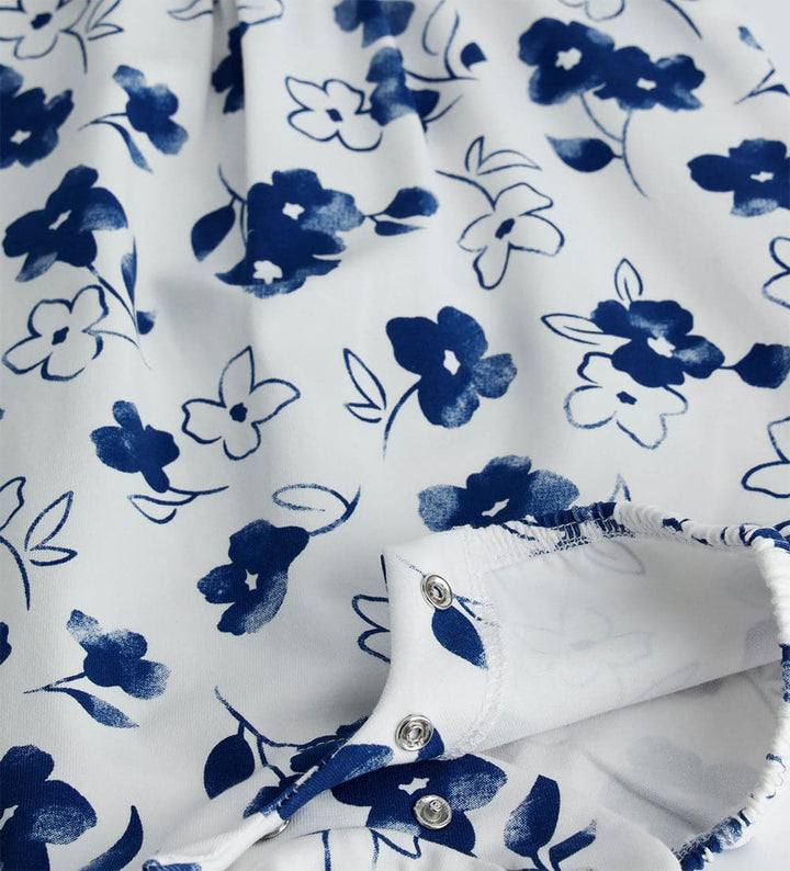 BLUE FANTASY COTTON BABY GIRL FLORAL ROMPER - Little Betty