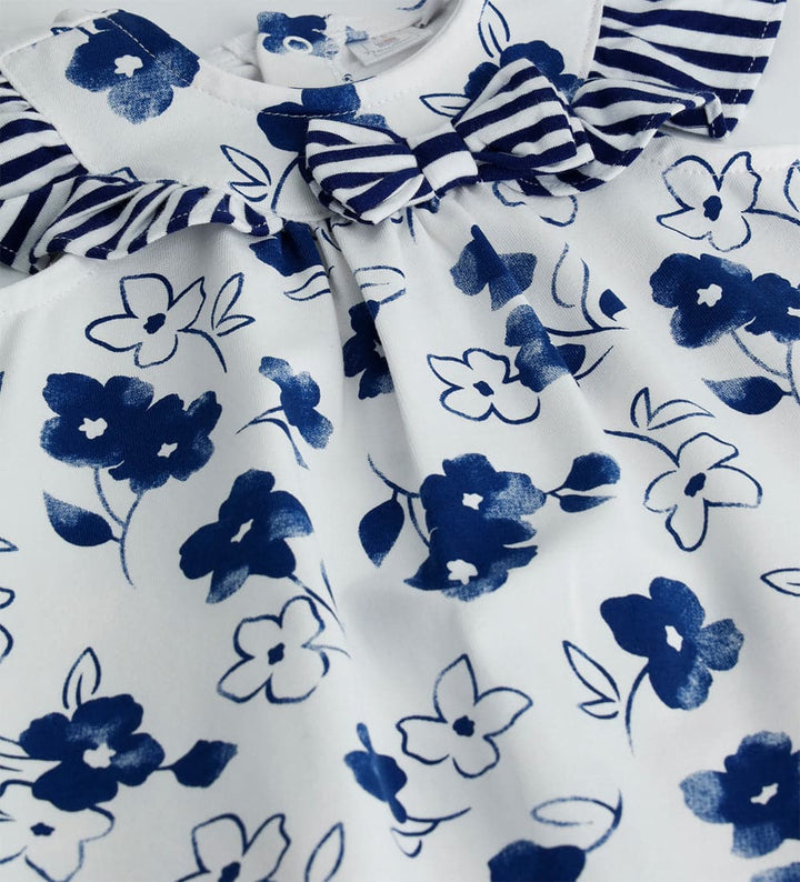 BLUE FANTASY COTTON BABY GIRL FLORAL ROMPER - Little Betty