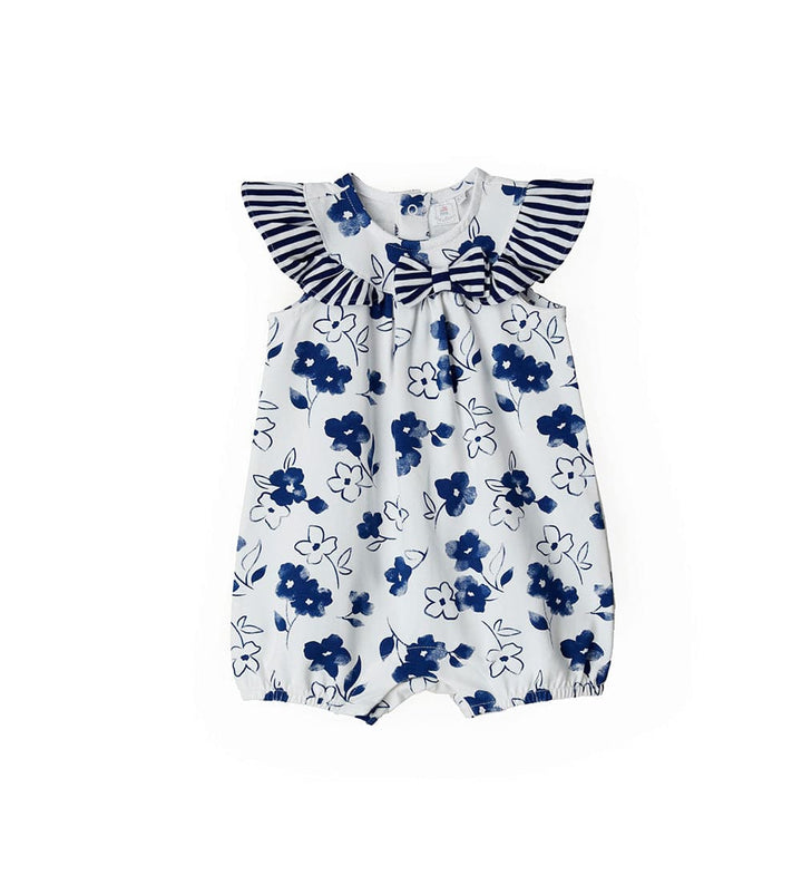 BLUE FANTASY COTTON BABY GIRL FLORAL ROMPER - Little Betty