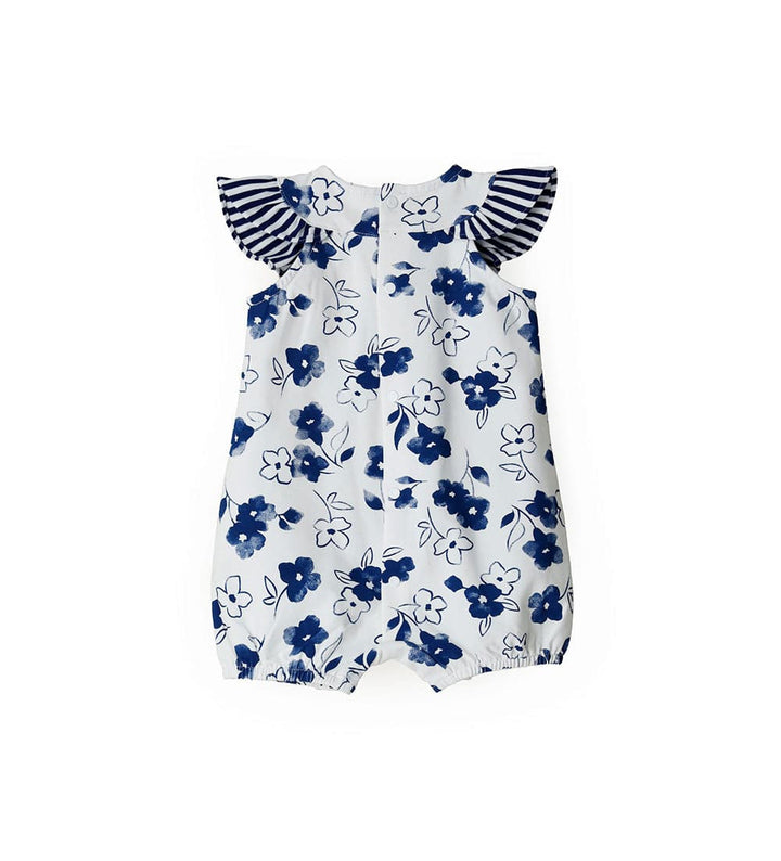 BLUE FANTASY COTTON BABY GIRL FLORAL ROMPER - Little Betty