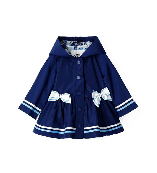BLUE FLOWER FUN BOW TODDLER GIRL RAINCOAT - Little Betty