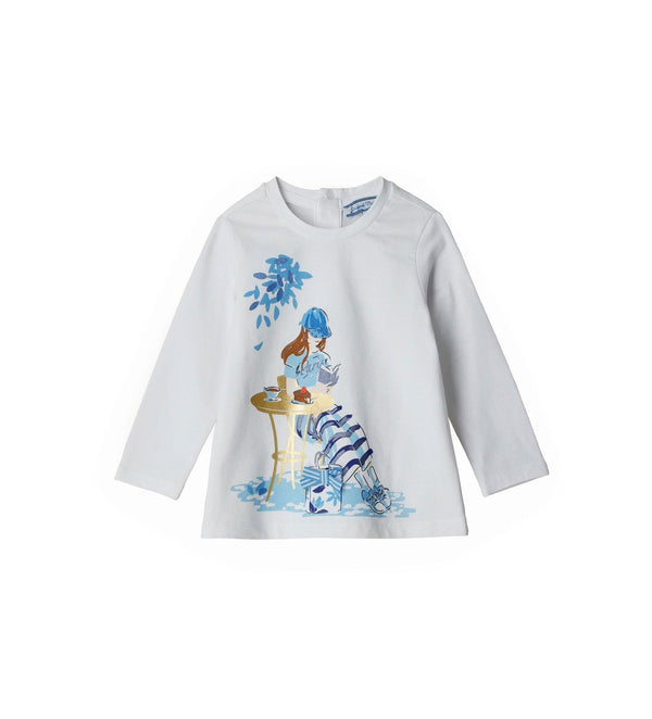 BLUE FLOWER FUN IN PARIS TODDLER GIRL LONG SLEEVE SHIRTS - Little Betty