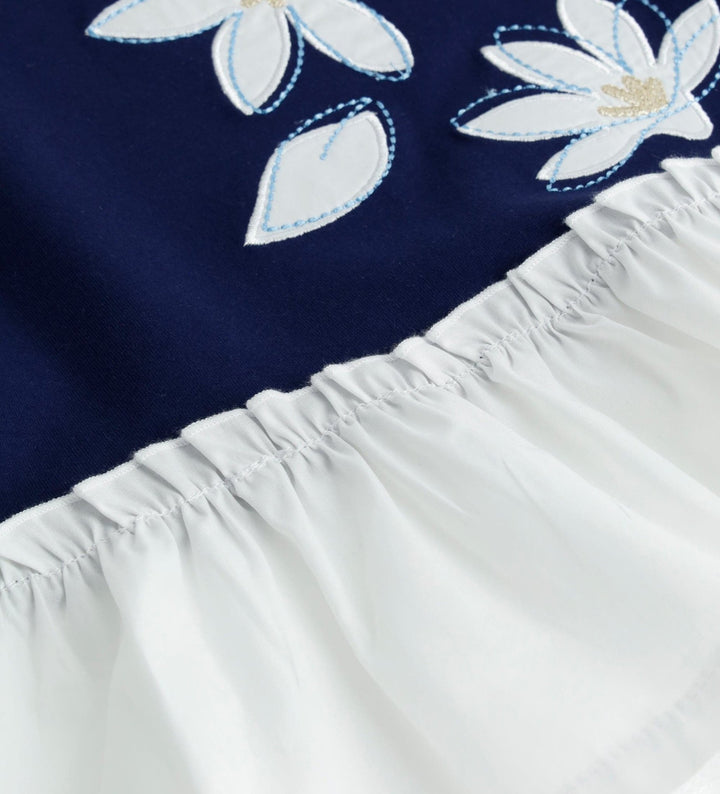 BLUE FLOWER FUN NAVY RUFFLE SKIRT DRESS FOR BABY GIRL  - Little Betty