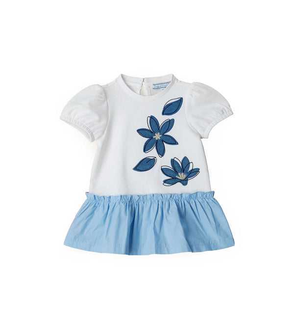 BLUE FLOWER FUN RUFFLE SKIRT DRESS FOR BABY GIRL - Little Betty
