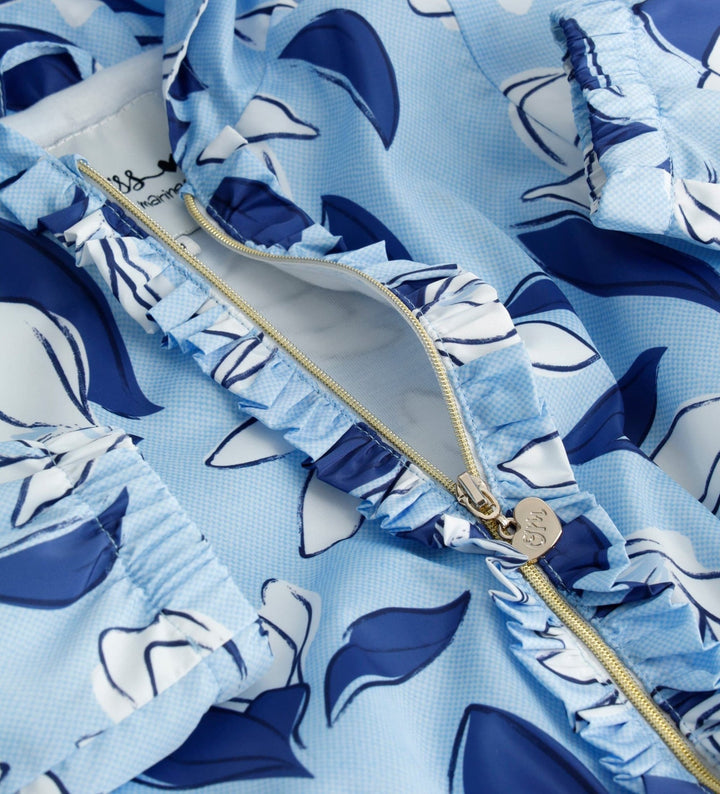 BLUE FLOWER FUN RUFFLE TODDLER GIRL RAINCOAT - Little Betty
