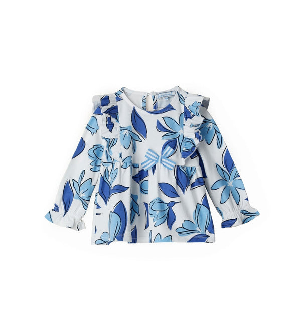 BLUE FLOWER FUN TODDLER GIRL LONG SLEEVE SHIRTS- Little Betty