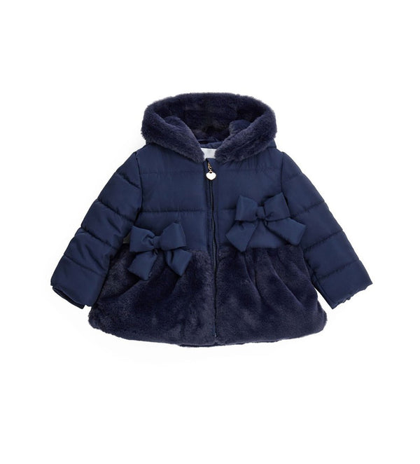 BOW CHARM HOODED TODDLER GIRLS WINTER COAT - Little Betty